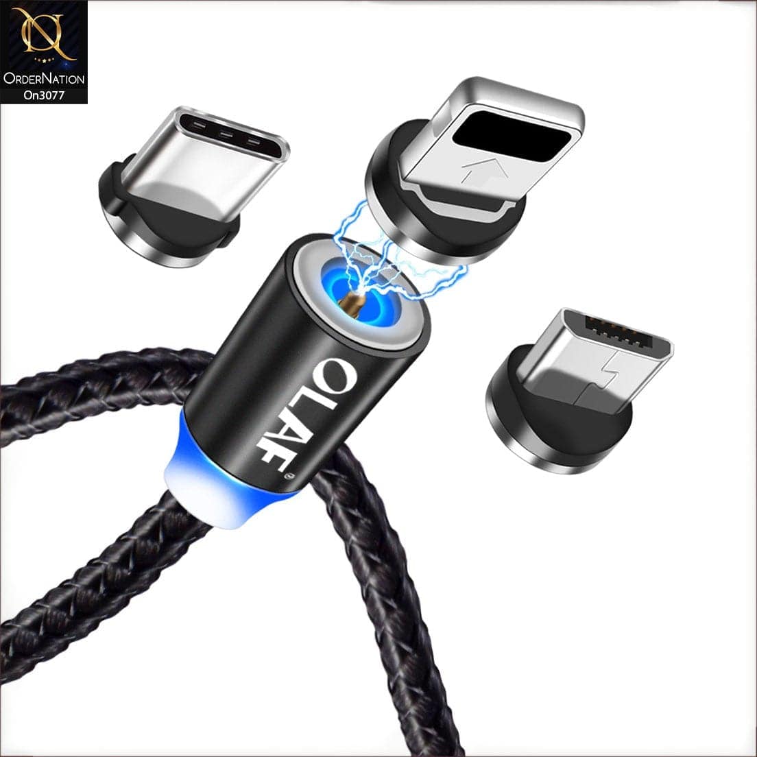 OLAF Magnetic Cable USB Fast Charging Adapter with LED