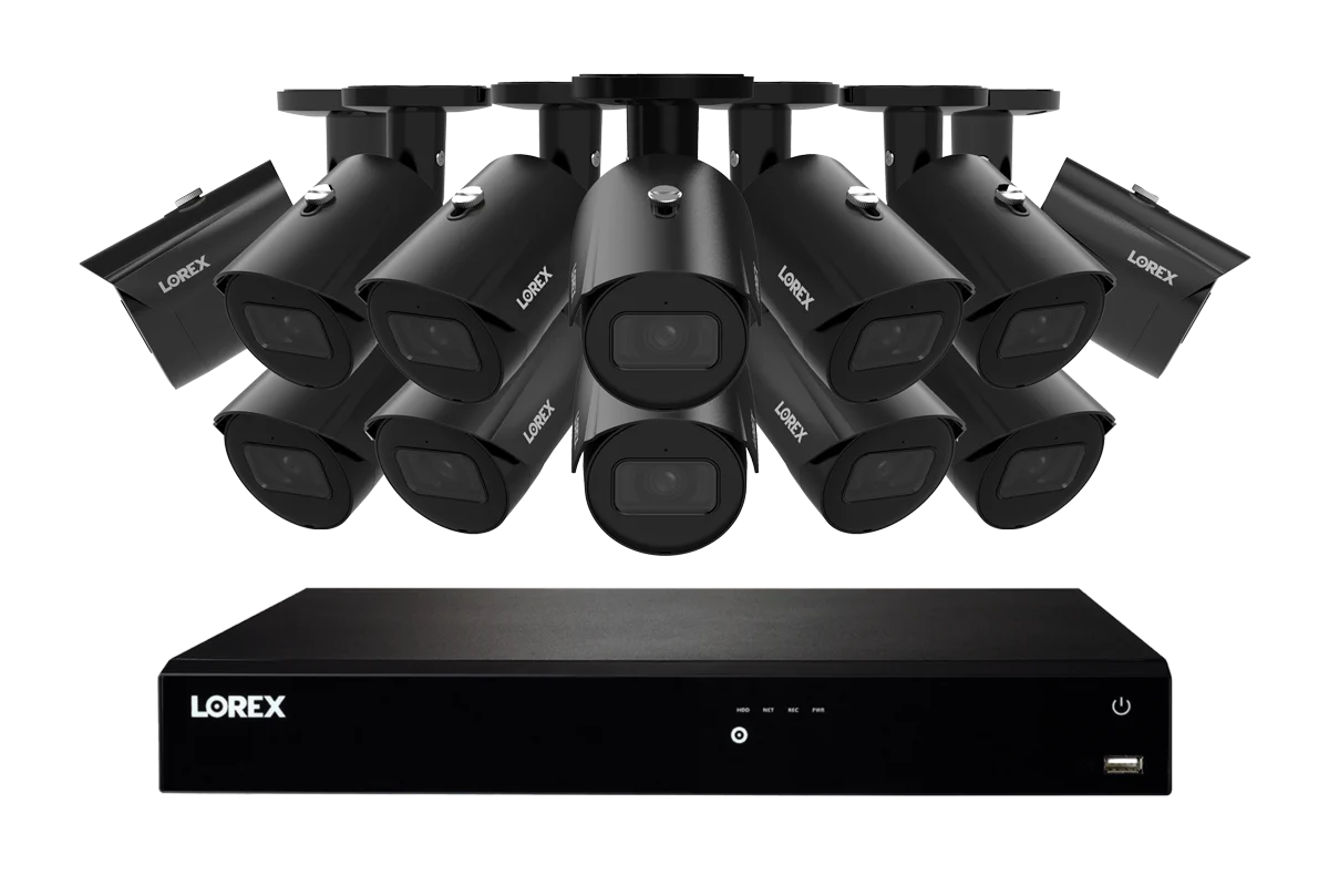 Lorex Fusion 4K 16-Channel 4TB NVR System with 12 A14 4K IP Bullet Cameras (N4K4-1612BB-1)