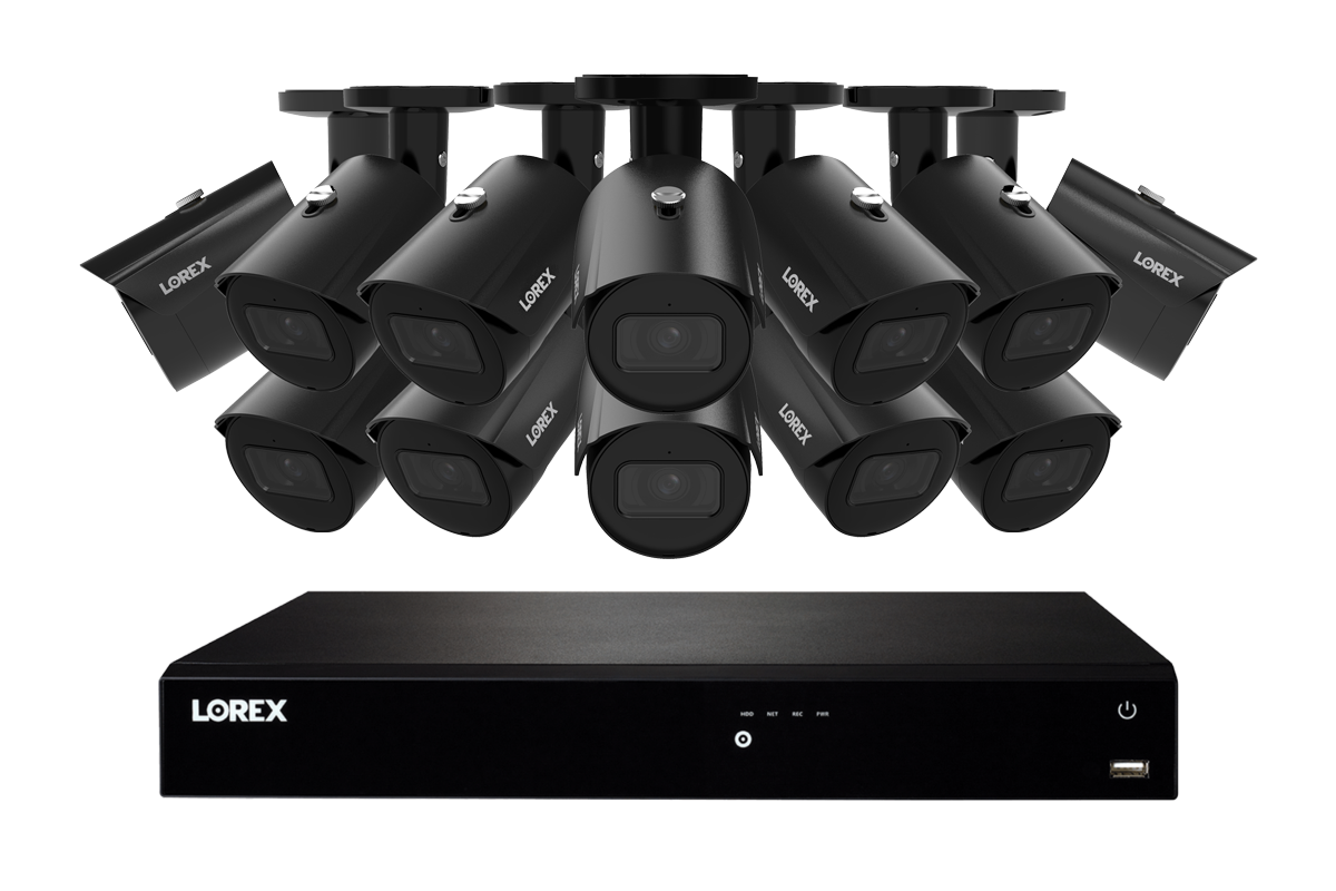 Lorex Fusion 4K 16-Channel 4TB NVR System with 12 A14 4K IP Bullet Cameras (N4K4-1612BB-1)